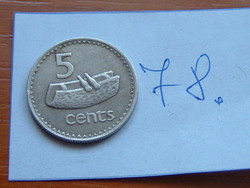 Fiji Fiji 5 cents 1978 (c) Camberra (aus) Fiji drums copper-nickel 78.