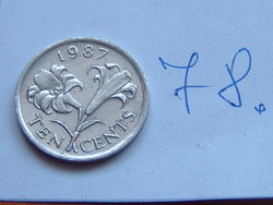 BERMUDA 10 CENT 1987 VIRÁG, Bermuda Lily  78.