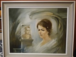 Kalcsó J. 'Only a Memory' 50x40 cm Oil on Particle Board in a New White Wooden Frame