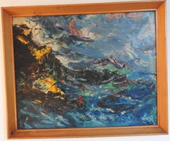 Jenő Biró - storm - abstract oil painting
