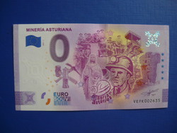 Spain 0 euro 2021 Asturian miner! Rare memory paper money! Unc !!