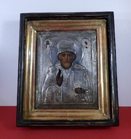 XIX. századi Orosz ikon "Miklós" orosz ikonfestő munkája