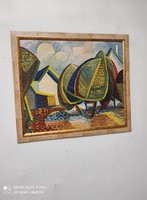 Wonderful oil-wood painting bene géza sign