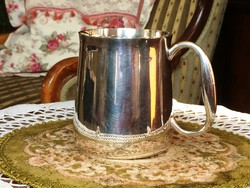 Silver-plated alpaca, shiny surface, old, elegantly shaped beer mug