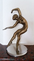 Art deco nő táncosnő réz szobor