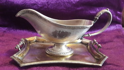Antique silvered sauce with pouring tray, Berndorf sauce (l2259)