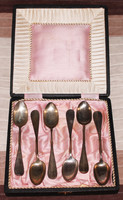 Antique silver teaspoon teaspoon set in silk lined box