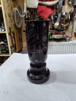 Burgundy crystal vase