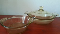 Retro yellow Jena bowls with 2 feuerfest fireproof