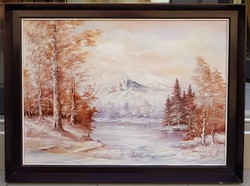 László Finta (1944-): winter landscape, 50x70 cm., 19Eft.