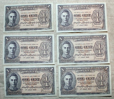 Malajzia Malaya bankjegy papírpénz angol gyarmati 6 db pénz