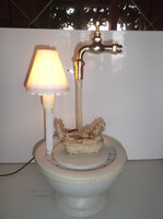 Fountain with lamp - chaplin in the tub under a magic tap - 48 x 25 cm - flawless