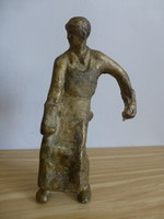 Original, retro, Dunaújváros cast copper, metallurgist statue, foundry worker statue