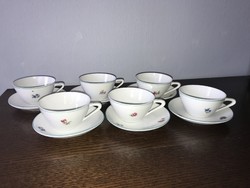 6 pcs raven house porcelain coffee cup set set with old small flower pattern with green stripe