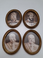 Ferenc József és Kossuth Lajos (?) festett mini portrék 4 db