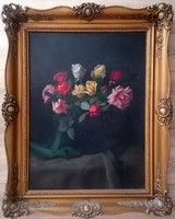 Starting from 1 HUF! Molnár z. John, still life! Oil painting, beautiful frame! Size 80x60cm + frame!