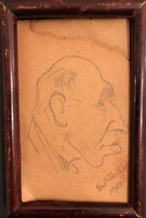 Anygyalföldi SZABÓ ZOLTÁN (1929-2014) "Idős ember portré"  Grafika rajz 9x13cm