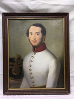 Bieder soldier portrait, Joseph Ferencz officer, oil on canvas