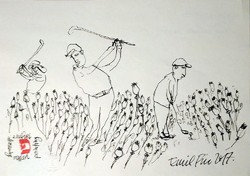 Für emil: golf on the golden field - original artwork from 2017