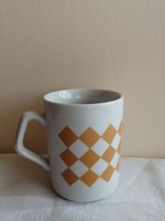 Zsolnay retro mug, ocher checkered