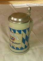 Ceramic beer mug with tin lid hacker pschorr münchen, 0.5 l