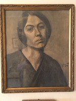 Gábor Ella 1914 szignóval női portré .