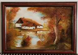 László Pintér - my homestead (20 x 30, oil, beautiful frame)