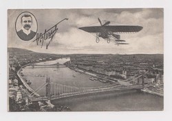 BLERIOT REPÜLŐGÉPE az Erzsébet híd felett 1909. Old Postcards - Régi Képeslapok