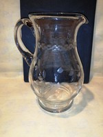 Torn bottom jug, decanter, pouring glass