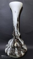 Nagy méretű muránói üveg váza szürkés  fehér cirmos Carlo Moretti vagy Opaline