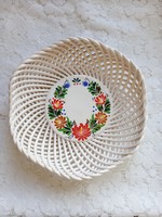 Bodrogkeresztúr ceramic bowl, wall bowl with folk motif