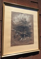 Barren tree: marked old charcoal drawing