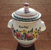 Nagyméretű vintage kézzel festett mázas nyugatnémet Rum - Topf