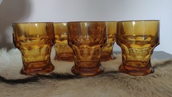 Set of 5 vintage 70's anchor hocking amber glass cups