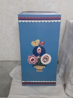 Matyó homemade wall cabinet painted with floral folk motif