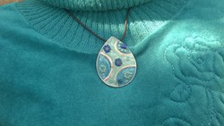 Craftsman turquoise enamel pendant necklace