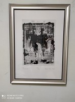 Für Emil(1967- )"Promenade"Szitanyomat szignó+bélyegző BÁV aukción szerepelt. mérete:41.5 x 55.5 cm.