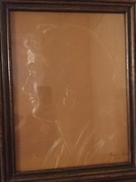 Antik szignózott női portré 1910-ből .