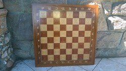 Nagyméretű 2 oldalas intarziás sakktábla Két játék egyben-sakk és malom