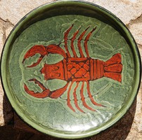 Géza Gorka: lobster decorative plate - three-legged serving with crab motif, can also be used as a wall decoration