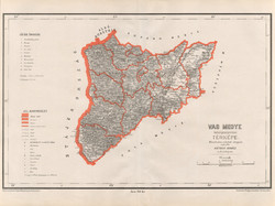 Vas megye közigazgatási térkép 1880, Hátsek Ignácz, Magyarország, járás, Rautmann, Posner