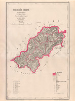 Trencsén megye közigazgatási térkép 1880, Hátsek Ignácz, Magyarország, járás, Rautmann, Posner