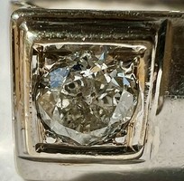 1 Forintról! Antik Briliáns (0,4 Ct) 14 karátos arany (4,4 gramm) gyűrű. Áttört Art Deco fehér kővel