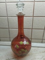 Retro hand painted colored glass with bottle stopper for sale!