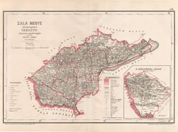 Administrative map of Zala county 1880, back ignácz, hungary, district, rautmann, posner