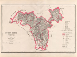 Nyitra megye közigazgatási térkép 1880, Hátsek Ignácz, Magyarország, járás, Rautmann, Posner