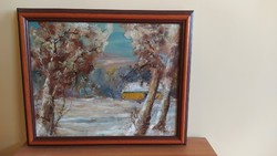 Szép tájkép festmény szignózott  56x47 cm kerettel