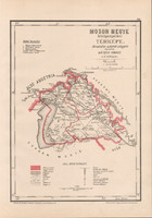 Moson megye közigazgatási térkép 1880, Hátsek Ignácz, Magyarország, járás, Posner, Rautmann