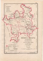 Békés county administrative map 1880, back ignácz, hungary, district, posner, rautmann