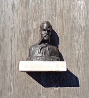 Bronze, marked, bust of Imre Madách on a pedestal. Fight and trust with the inscription madách printing house.